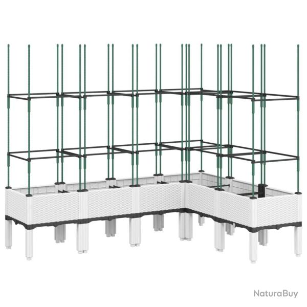 Jardini�re bac lit sur�lev� plantes fleurs terrasse jardin avec treillis 160 x 120 x 142,5 cm PP bl
