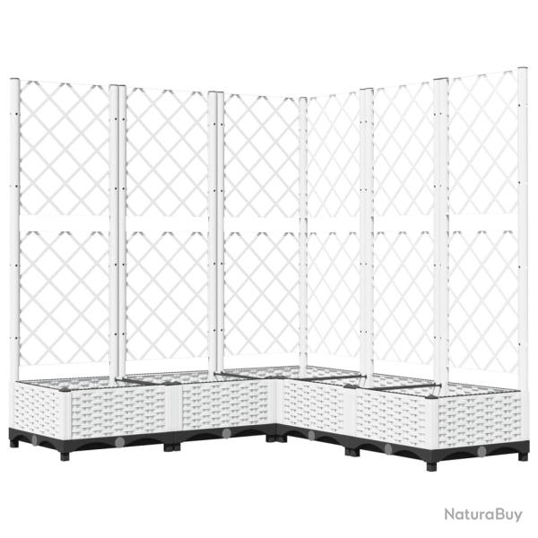 Jardini�re bac lit sur�lev� plantes fleurs terrasse jardin avec treillis 120 x 120 x 121,5 cm PP bl