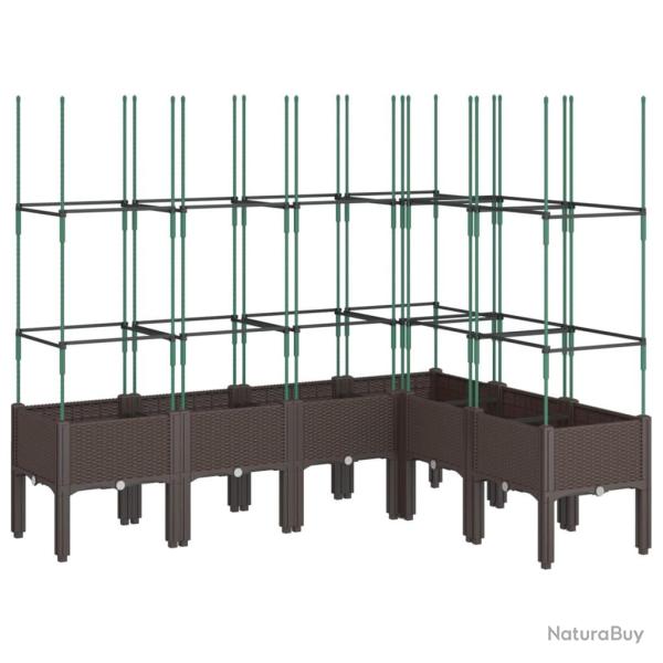 Jardini�re bac lit sur�lev� plantes fleurs terrasse jardin avec treillis 160 x 120 x 142,5 cm PP ma