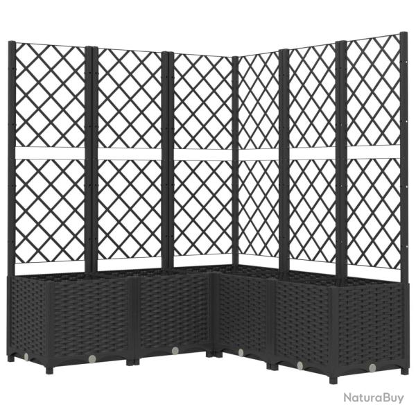 Jardini�re bac lit sur�lev� plantes fleurs terrasse jardin avec treillis 120 x 120 x 136 cm PP noir