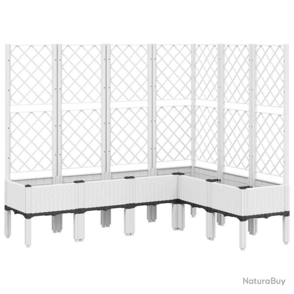 Jardini�re bac lit sur�lev� plantes fleurs terrasse jardin avec treillis 160 x 120 x 142 cm PP blan