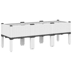 Jardini&egrave;re bac lit sur&eacute;lev&eacute; plantes fleurs terrasse jardin avec pieds 120 x 40 x 42 cm PP blanc 02_