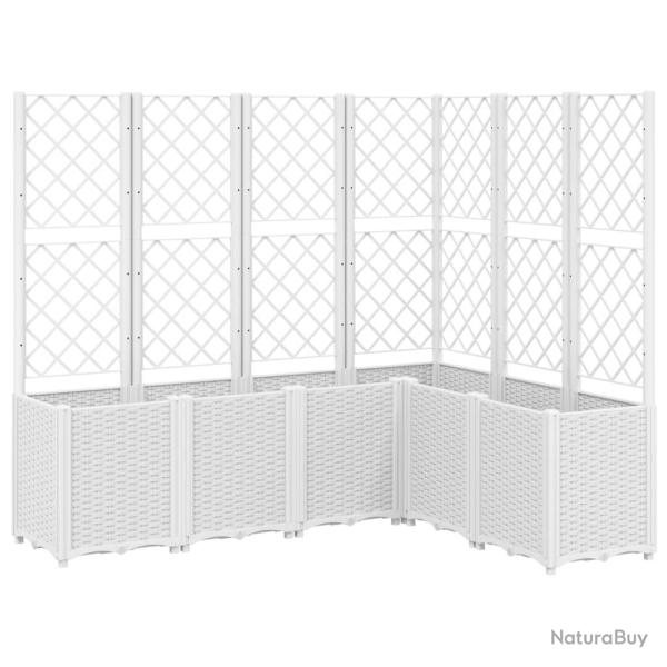 Jardini�re bac lit sur�lev� plantes fleurs terrasse jardin avec treillis 160 x 120 x 140 cm PP blan