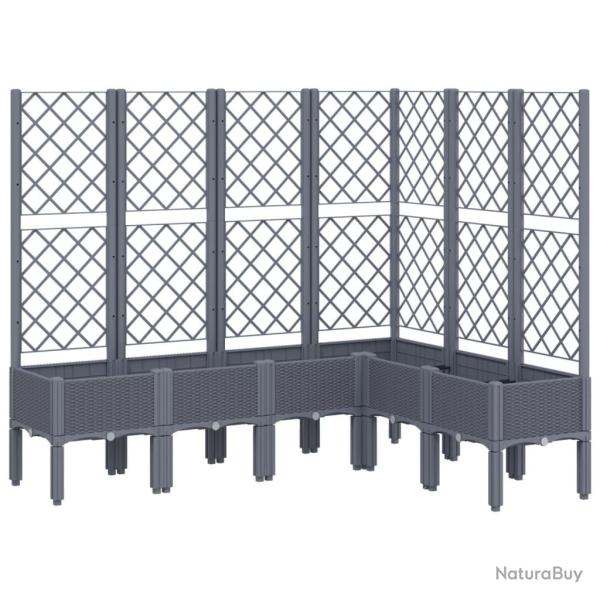Jardini�re bac lit sur�lev� plantes fleurs terrasse jardin avec treillis 160 x 120 x 142 cm PP gris