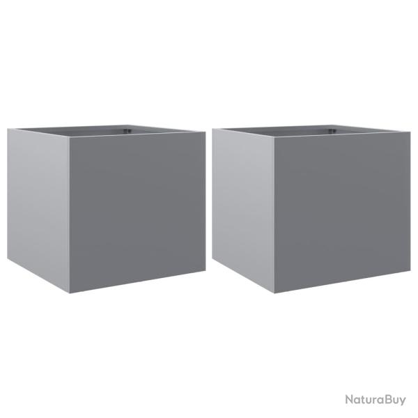 Jardini�re bac lit sur�lev� plantes fleurs jardin terrasses lot de 2 argent� 32 x 30 x 29 cm acier