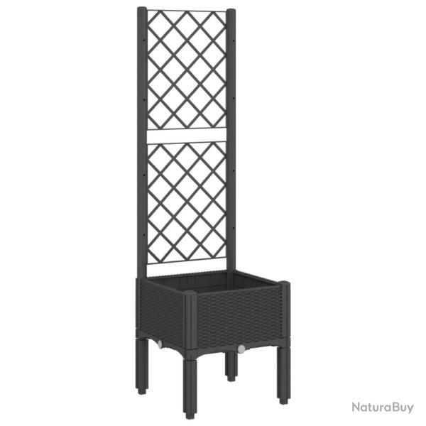 Jardini�re bac lit sur�lev� plantes fleurs terrasse jardin avec treillis 40 x 40 x 142 cm PP noir 0