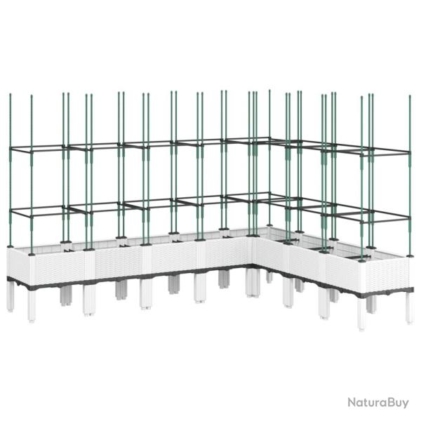Jardini�re bac lit sur�lev� plantes fleurs terrasse jardin avec treillis 200 x 160 x 142,5 cm PP bl