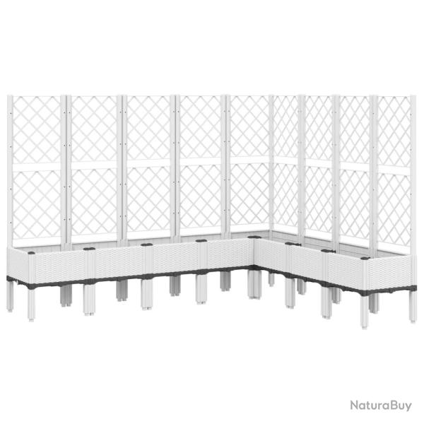 Jardini�re bac lit sur�lev� plantes fleurs terrasse jardin avec treillis 200 x 160 x 142 cm PP blan