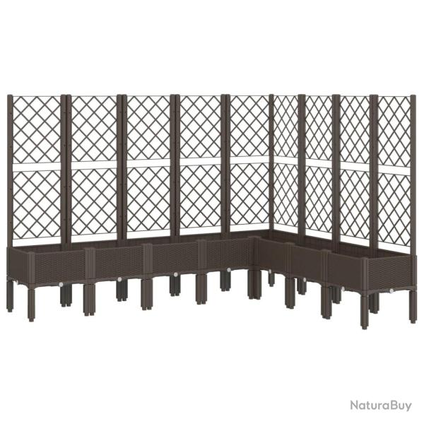 Jardini�re bac lit sur�lev� plantes fleurs terrasse jardin avec treillis 200 x 160 x 142 cm PP marr