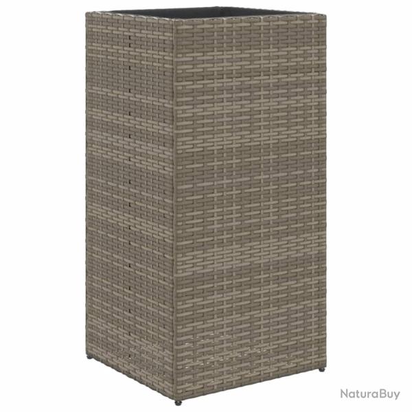 Jardini�re bac lit sur�lev� plantes fleurs terrasse jardin 40 x 40 x 80 cm r�sine tress�e gris 02_0