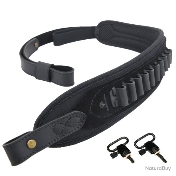 Porte-coque en cuir sangle initie avec merillons --* Black(.357.30-30) LIVRAISON GRATUITE !!!
