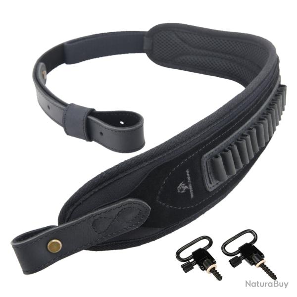 Porte-coque en cuir sangle initie avec merillons --*Black(.22lr.17hmr) LIVRAISON GRATUITE !!!