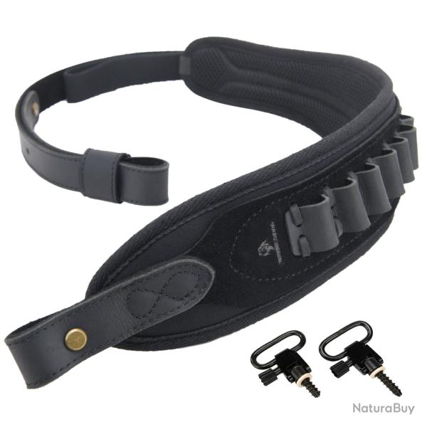 Porte-coque en cuir sangle initie avec merillons --*Black(.22lr.17hmr)