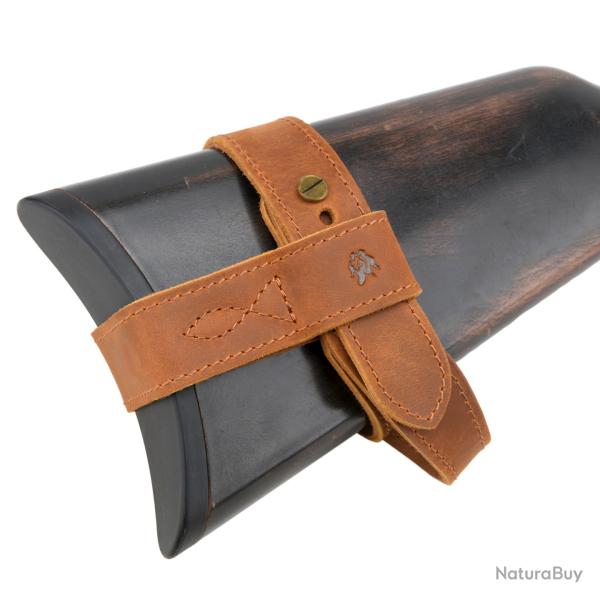 Support de crosse de fusil de chasse en cuir vritable amlior -*MARRON