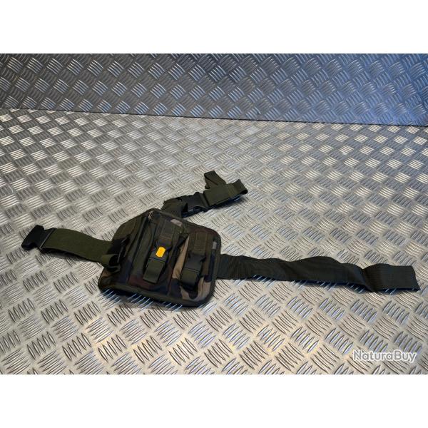 Plaque panneau de jambe cuisse molle porte 3 poches chargeur militaire opex