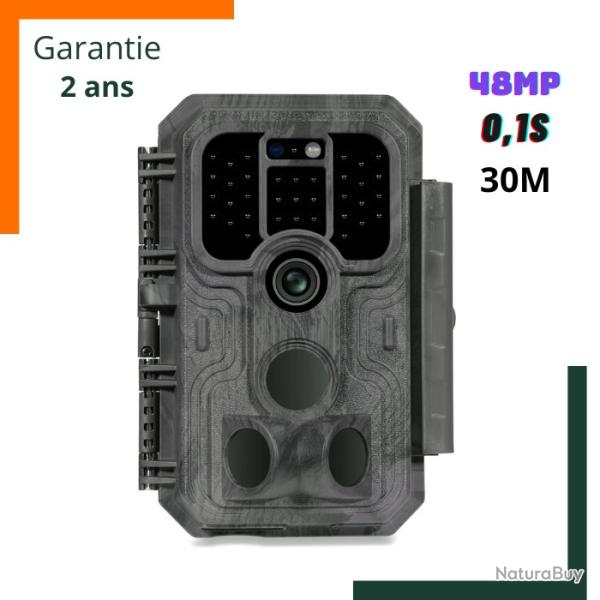 Cam�ra de Chasse 48MP 1296P H.264 Vid�o, Vitesse de D�clenchement 0,1s, Jusqu' 30m