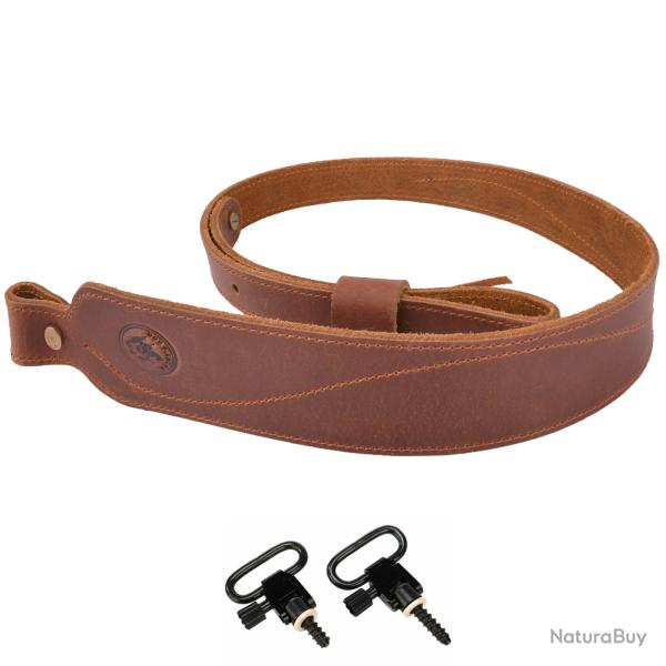 WAYNE'S DOG Sangle de fusil en cuir faite  la main avec mrillons *MARRON