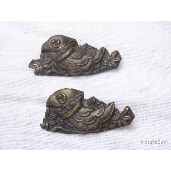 j213) lot =  vraie paire de tr�s beaux ornements de tsuka  = voir photos et description