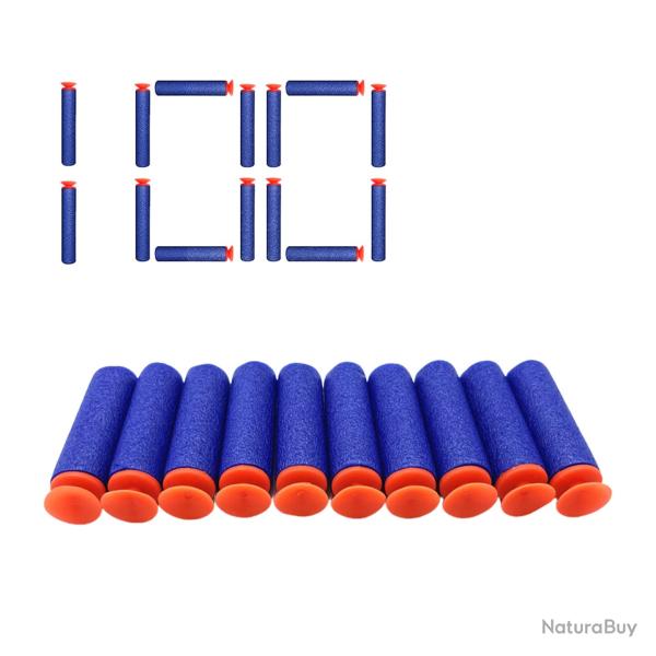 Lot de 100 Fl�chettes Balles Nerf n-strike Elite Series blaster souples bleues t�tes � ventouses
