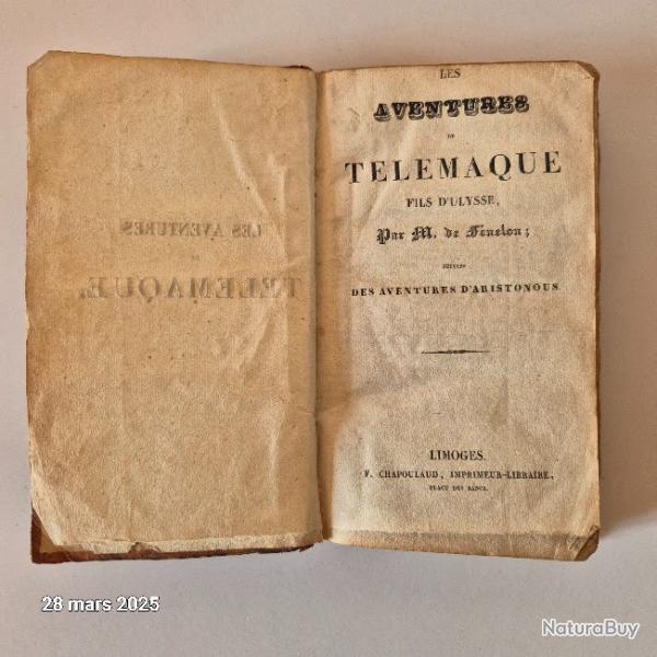 Les aventures de Telemaque, fils d'Ulysse, par M. Fnelon suivies des aventures d'Aristonous