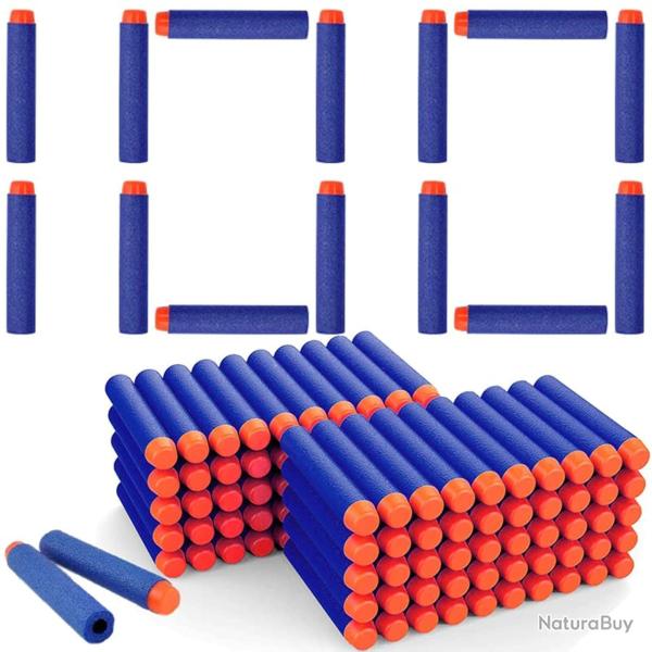 Lot de 100 Fl�chettes Balles Nerf n-strike Elite Series blaster souples bleues t�tes rondes