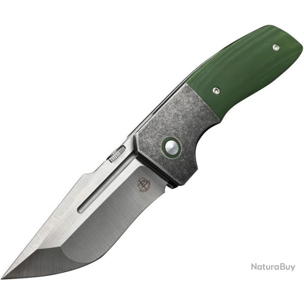 Couteau Begg Knives One Od Green Lame Tanto Recurve Acier VG10 Manche G10 Framelock Clip BG062