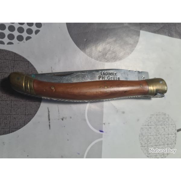 LAGUIOLE - COUTEAU PLIANT - Gd Mod�le      Par PH. GRILLE - ACIER 440