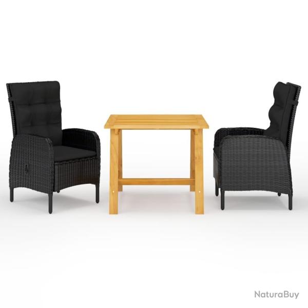 Ensemble � manger de jardin 3 pcs Noir