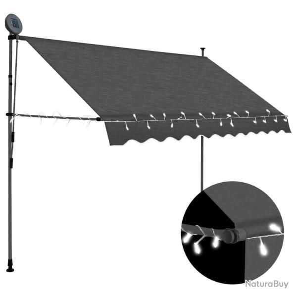 Auvent manuel rtractable avec LED 250 cm Anthracite alsavelo