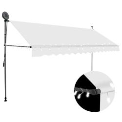 Auvent manuel r&eacute;tractable avec LED 400 cm Cr&egrave;me