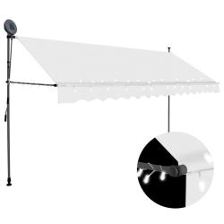 Auvent manuel r&eacute;tractable avec LED 350 cm Cr&egrave;me