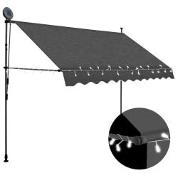 Auvent manuel r&eacute;tractable avec LED 300 cm Anthracite alsavelo