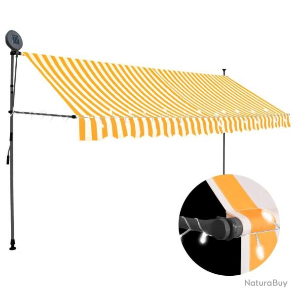 Auvent manuel r�tractable avec LED 400 cm Blanc et orange