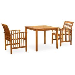 Ensemble &agrave; manger de jardin 3 pcs et coussins Acacia solide