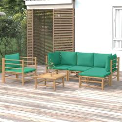 Salon de jardin 6 pcs avec coussins vert bambou alsavelo