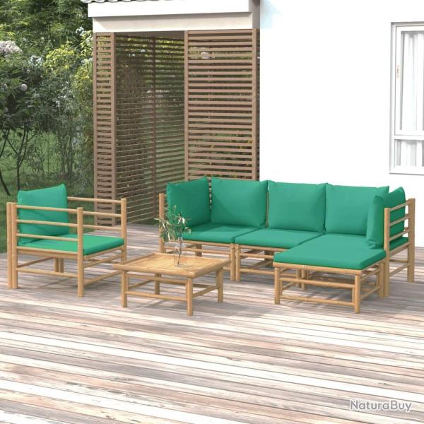Salon de jardin 6 pcs avec coussins vert bambou alsavelo
