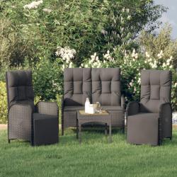 Ensemble &agrave; manger de jardin avec coussins 3 pcs Noir