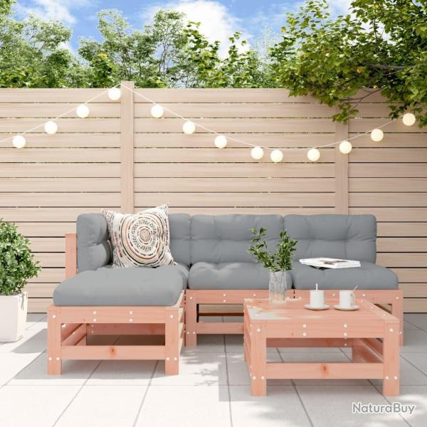 Salon de jardin 5 pcs avec coussins bois massif douglas alsavelo