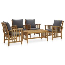 Salon de jardin 5 pcs avec coussins Bois d'acacia solide alsavelo