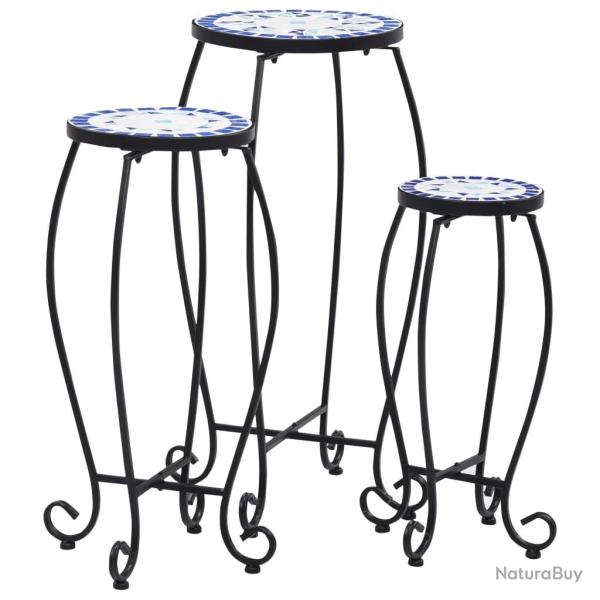 Tables mosa�que 3 pcs Bleu et blanc C�ramique