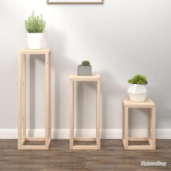 supports pour plantes 3 pcs Bois de pin massif