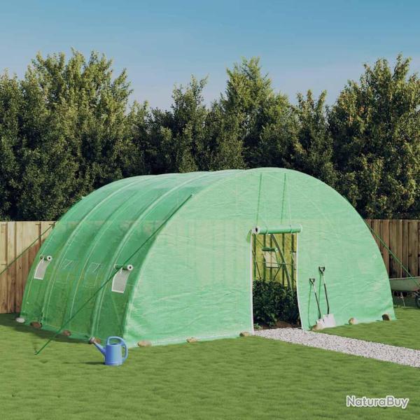 Serre avec cadre en acier vert 24 m� 6x4x2,85 m