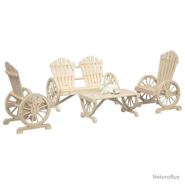 Salon de jardin 4 pcs bois de sapin massif alsavelo