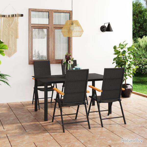Ensemble  manger de jardin 5 pcs noir et marron alsavelo