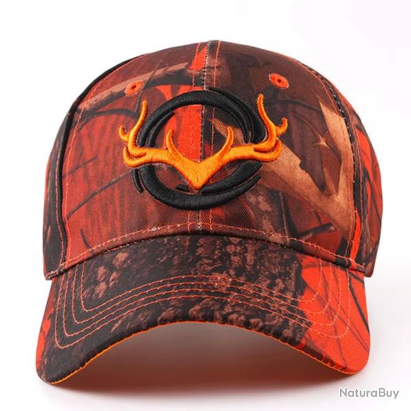 Casquette camouflage 3D chasse & pche - Chapeau outdoor randonne homme - Orange