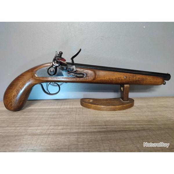 Grand pistolet � silex bronz� noir canon � pans parfait fonctionnement m�canique tr�s bel �tat