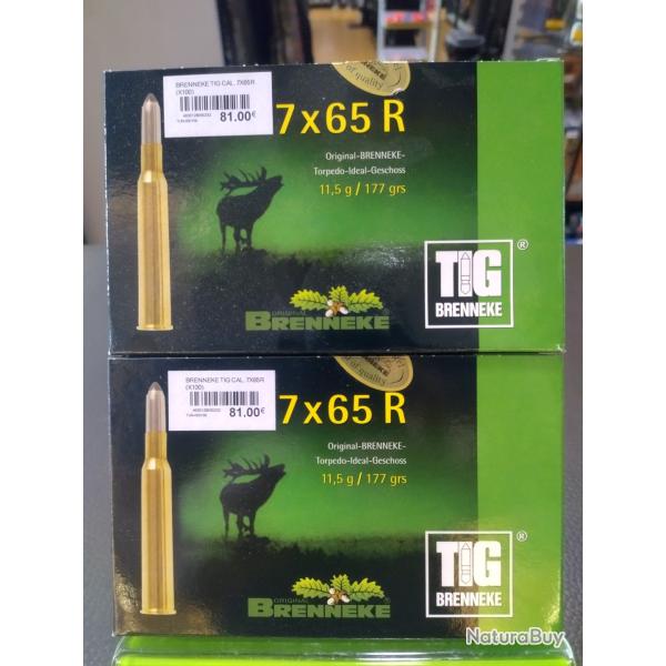 Lot de deux bo�tes de balles brenneke tig calibre 7x65R 11.5g 177grs