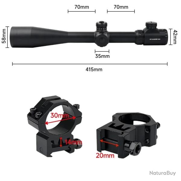 lunette de Sniper optique SFP 10-40X50 20mm Paiement en 3 ou 4 fois -LIVRAISON GRATUITE !