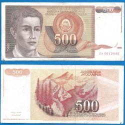 Yougoslavie 500 Dinars 1991 Prefixe ZA Billet Dinara Montagne