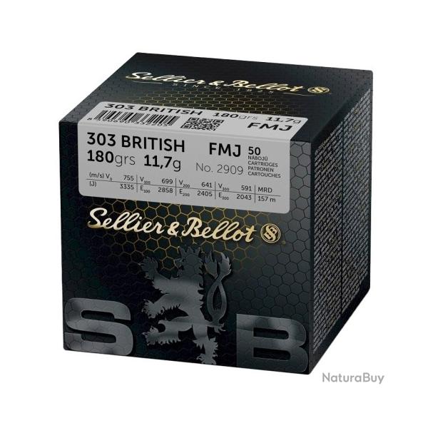Munitions SELLIER & BELLOT cal.303 british fmj 180gr 11.7gr par 50